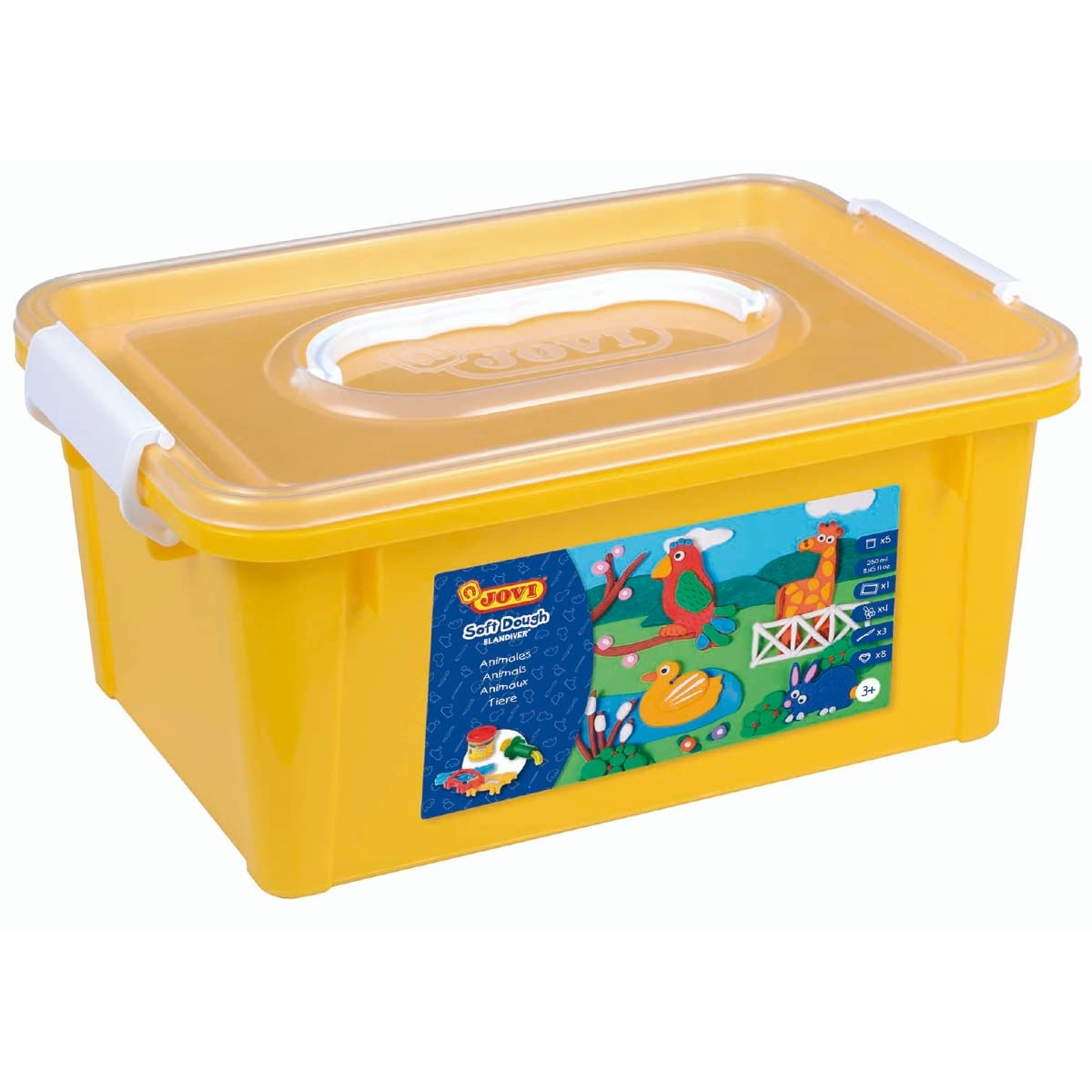 Jovi Blandiver Modelling Set, Extra Soft Modelling Clay for Children Aged 3 and Above, 5 Colours & Accessories: Animal Moulds