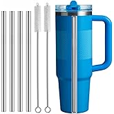 Metal Straw Replacement for Stanley Quencher ProTour Flip Tumbler 40oz,4 Pack Stainless Steel Drinking Straw with Cleaning Brush for Stanley Quencher ProTour 40oz Cup