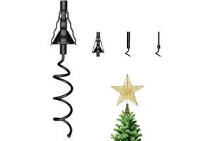 IPOOLTENG Christmas Tree Topper Holder - Twist On Universal Stabilizer with Adjustable Attachments. Secure Lock for Treetop Ornaments, Fits Most Basic Tree Types & Topper Bases (Black)