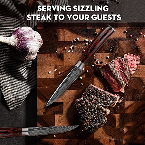 Letcase Stainless Steel Steak Knives, Serrated Steak KnifeSet of 6