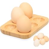 ZTHapwa Deviled Egg Platter, Bamboo Wooden Deviled Egg Serving Tray for Kitchen Countertop, Small Boiled Egg Holder with 6 Grid for Fridge, Easter Decorative Egg Stand Plate for Restaurant Tabletop