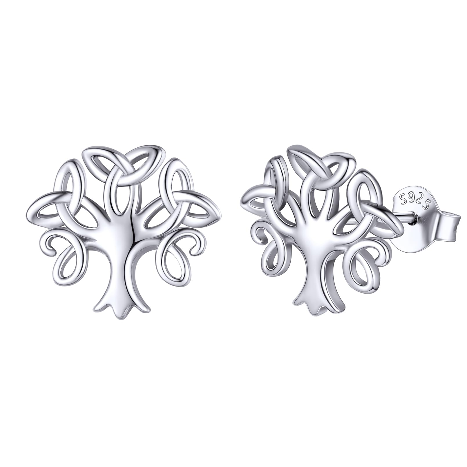 ChicSilver Sterling Silver Earrings for Women 925 Silver Celtic Tree Earring Studs Godd Sleeper Earrings for Ladies Wife — image 1