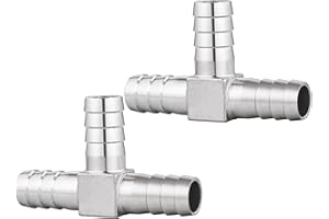Happyreise 304 Stainless Steel 3/4" x 3/4" x 3/4" Hose Barb Fittings, T Shape 3 Way Barb for Fuel/Gas/AIR/Lquid Ect Splitter (2 Packs)