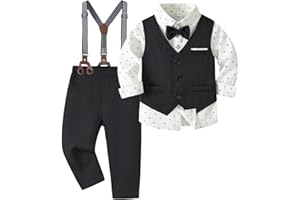 Volunboy Baby Boy Suit Toddler Formal Outfit Kids 3 Piece Vest Gentleman Clothes Long Sleeve Shirt and Pants Set
