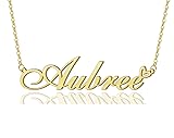 Aubree Heart Name Necklace 18k Gold Plated