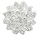 4pcs Silver Rhinestone Flower Pearl Wedding Brooches Pins Set