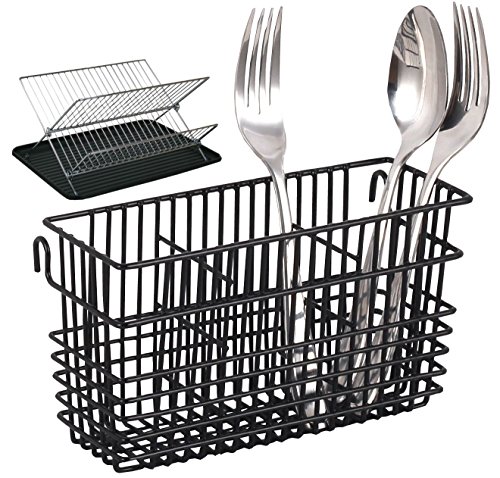 Neat-O Sturdy Utensil Drying Rack Basket Holder (Black)