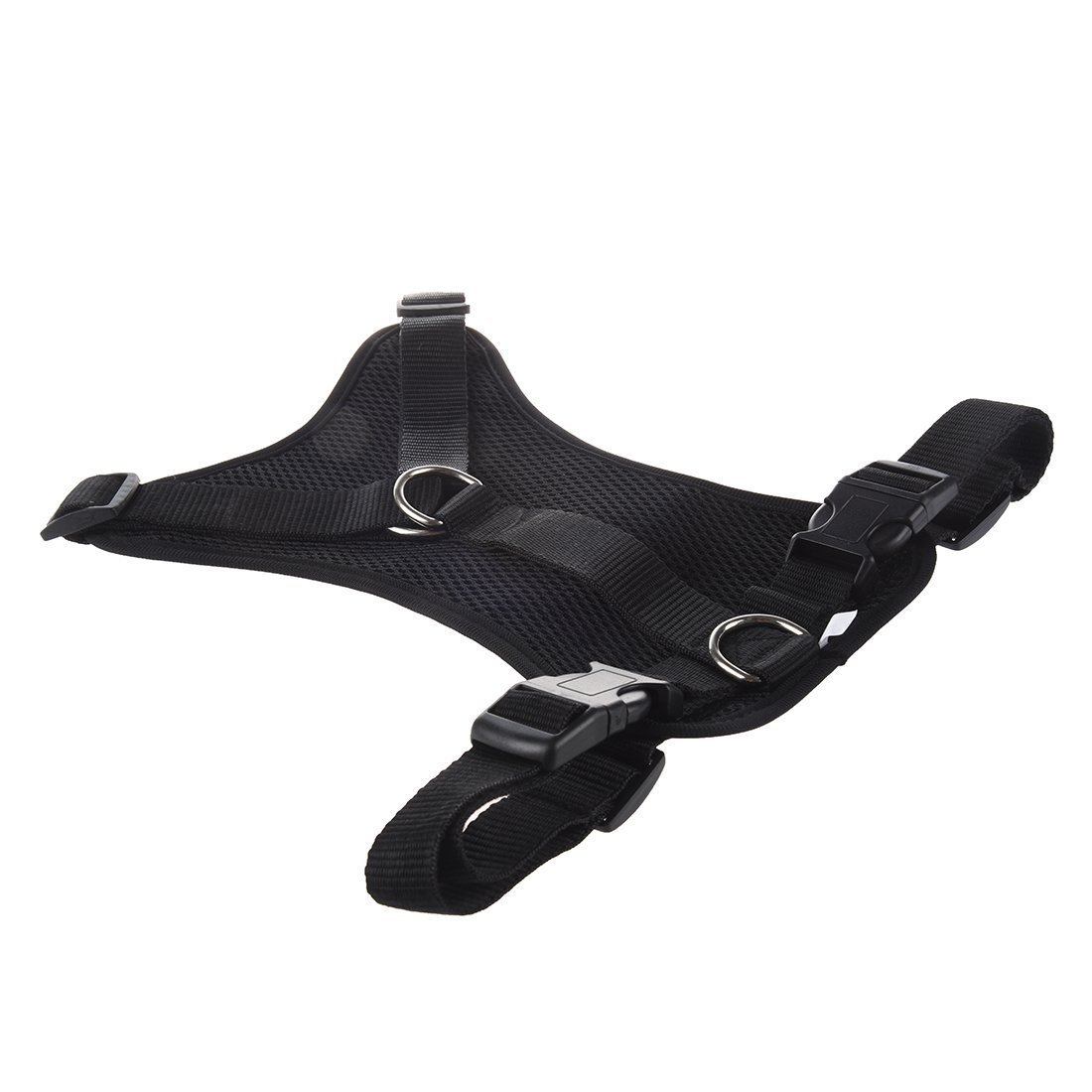 Roadwi No Pull Padded Dog Harness, Adjustable Mesh Pet Vest Harness with Vehicle Car Seat Belt Leash Set for Dogs & Cats (Large, Neck: 34-47cm Chest: 46-65cm)