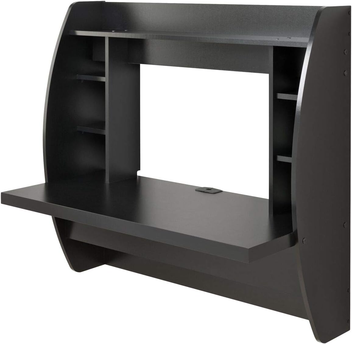 Agaligohealth Black Coner Desk Floating Wall Mounted Computer Laptop Table Bookshelf Storage