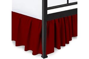 Peace Sleep Bedding - Ruffled Bed Skirt with Split Corners, Burgundy, Queen 18 Inch Drop Bedskirt, Hotel Quality Brushed Microfiber Wrinkle Free Dust Ruffle Bed Skirt Queen Size