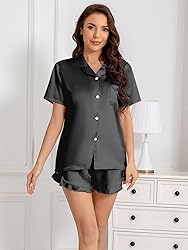 Umeyda Satin Silk Pajamas for Girls 2Pcs Button