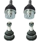 TRQ Front Upper and Lower Driver and Passenger Side Ball Joint Set 4 Piece | For 2008-2022 Toyota Sequoia 2007-2021 Tundra