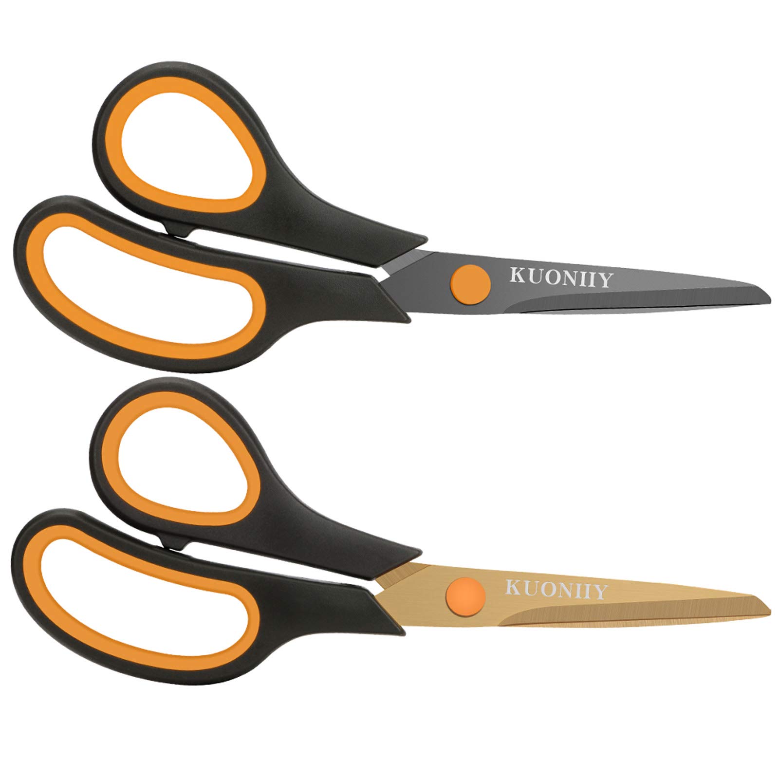 KUONIIY Scissors 8 Inch Soft Comfort-Grip Handles Sharp Titanium Coating Blades, Set of 2