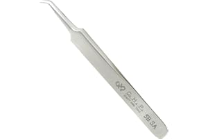 Hakko CHP 5B-SA Stainless Steel Non-Magnetic Precision Tweezers with Very-Fine Point Thin-Tapered Bent Sharp Tips, 4-1/4" Len