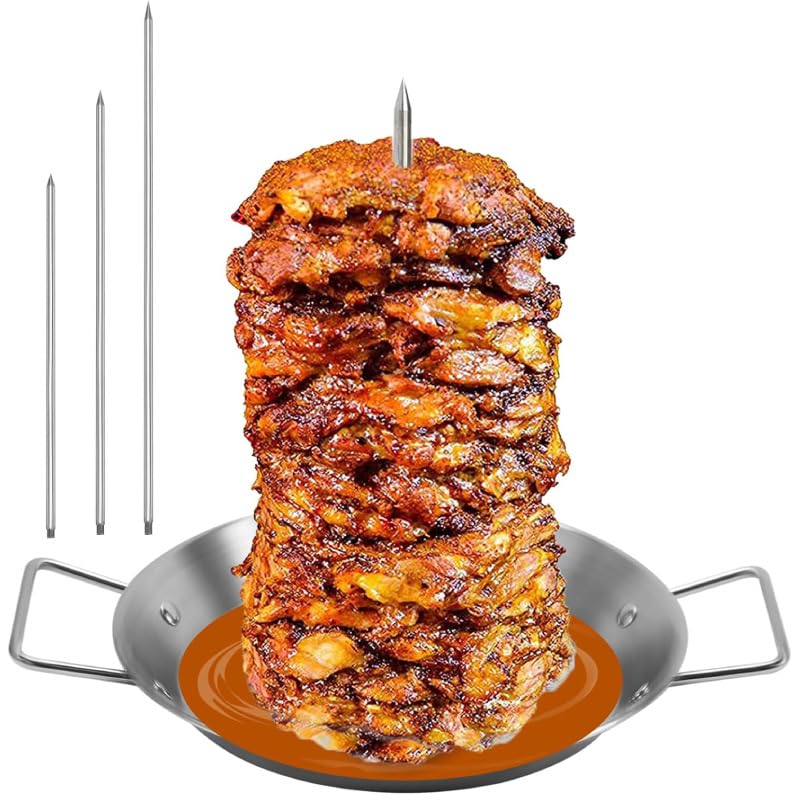 Vertical Skewer, for Grill Stainless Steel Vertical Stand, Brazilian Vertical Spit Stand with 3 Removable Spikes 8in 10in 12in, for Smoker Kamado Grill Oven (Stainless steel)