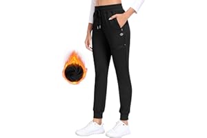 MoFiz Women's Fleece Lined Hiking Pants Water Resistant High Waisted Thermal Joggers Winter Running Sweatpants Zip Pockets