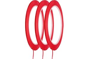 MECCANIXITY Whiteboard Tape 5/64" / 2mm Self Adhesive Graphic Chart Line Tape 72 Yard Grid Marking Stickers for Pinstripe Dry Erase Board Scrapbooking DIY Art Crafts, Red, Pack of 3