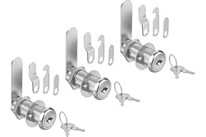 inBovoga 3 Pcs Cabinet Locks with Keys, 1-3/8'' Cam Lock Keyed Alike Fit 1-1/8'' Max Panel, Mailbox Lock with Keys Secure Drawer RV Storage Locks, Zinc Alloy
