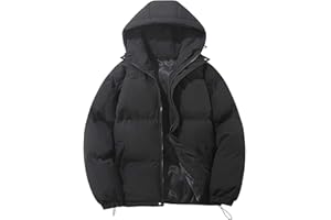 Men's Thicken Puffer Jacket Long Sleeve Full Zip Warm Winter Coats Slim Windproof Insulated Quilted Puffy Jackets