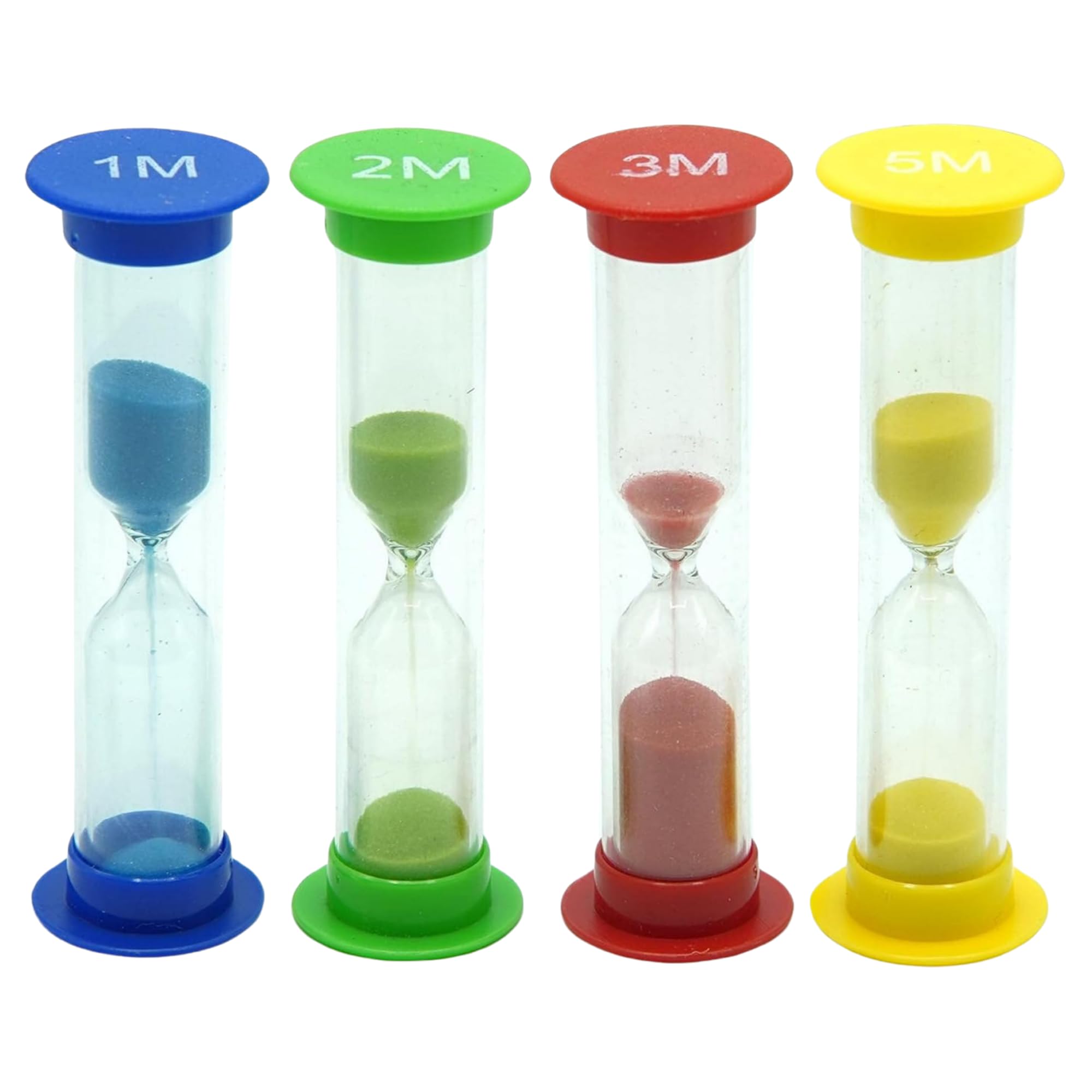 TeacherFav Sand Timer for Kids Set of 4 Small Colorful (Multi) Hour Glass Acrylic Covered Clock 1Min 2Min 3Min 5Min for Classroom, Home & Kids Room