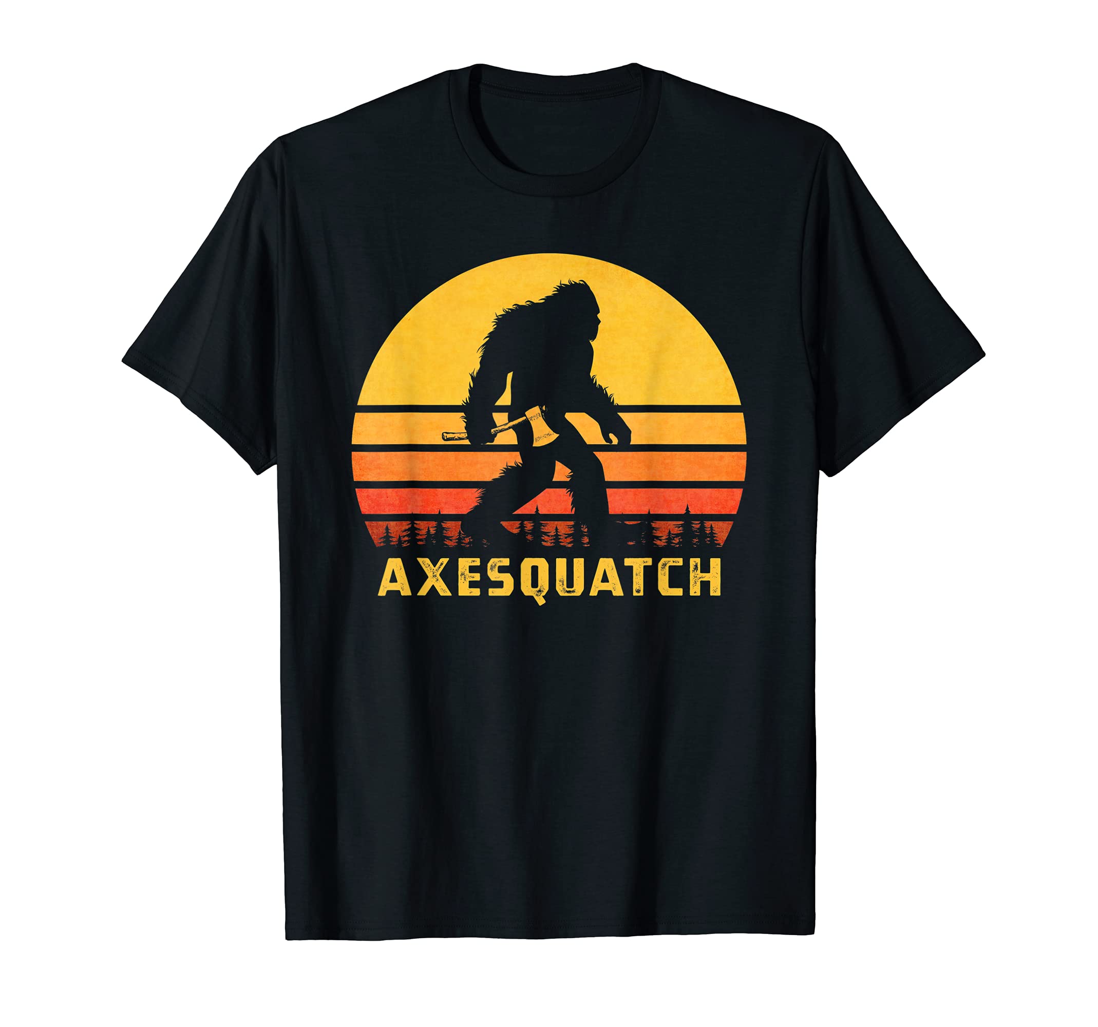 Retro Sasquatch Axe Throwing Cryptid Carrying Hatchet T-Shirt