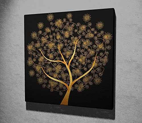 Lienzo Panel Cuadro Colgante De Pared Split Arte Negro Oro Dorado