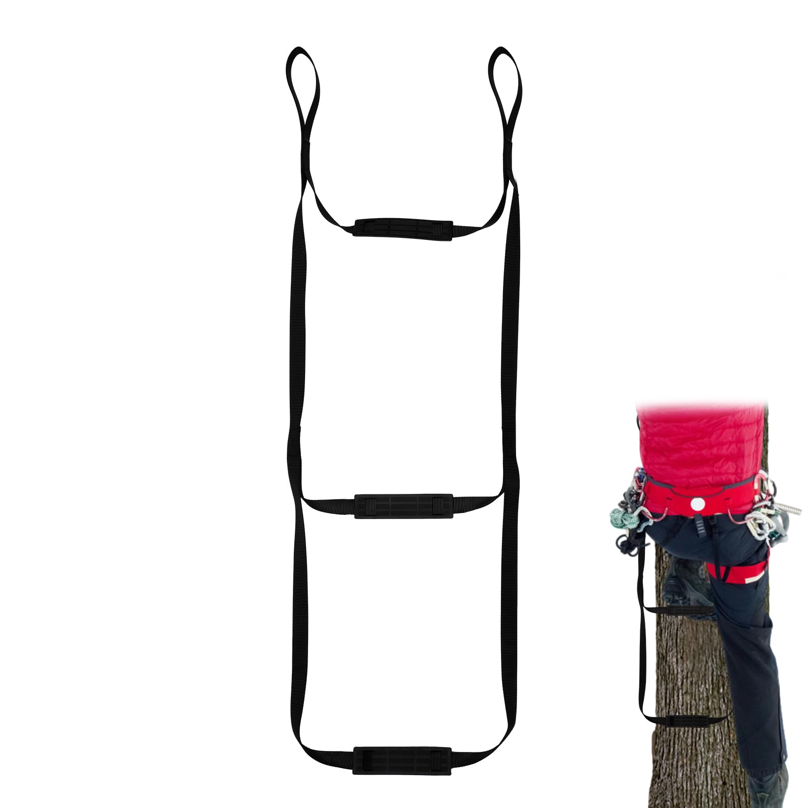 2-Step Hunting Climbing Aider with Anti-Skidding Steps, 43.5 Inch Portable Hunting Tree Climbing Rope Ladder for Outdoor Sports Rock Climbing Caving Mountaineering