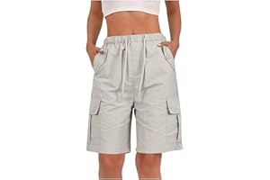 Women's Hiking Cargo Shorts Loose Fit Drawstring Summer Shorts with Pockets Lightweight Outdoor Travel Outfits