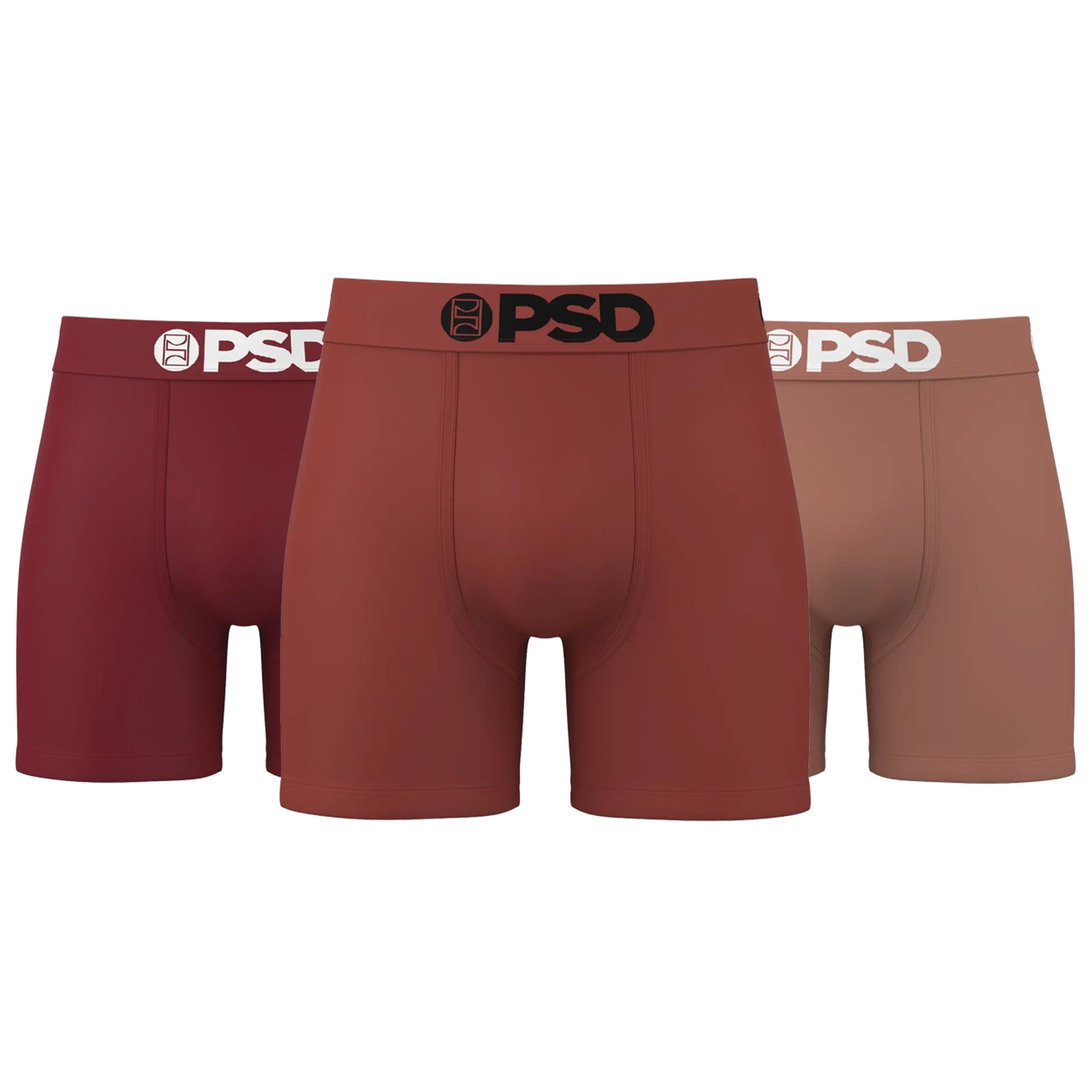 PSD Underwear Men's Natural Cotton Solid Mid Length Boxer Brief 3 Pack, Multi, S Image