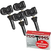 PDQ TPMS 433 MHZ Tire Pressure Sensor 4 Pack Rubber Stem for Chevy GMC Cadillac Buick Pontiac Direct Replacement for OE Part 