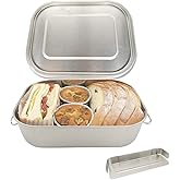UPTRUST Leak Proof Stainless Steel Lunch Food Container, Large Bento Boxes Metal Lunch Box for Kids or Adults - Lockable Clips (1400ML/47oz)