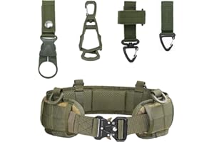GEiNNOVA 5 in 1 Utility Metal Buckle 1.5 Inch Nylon Tactical Belt with Rigger's Heavy Duty Belt Pad & 3 MOLLE Straps