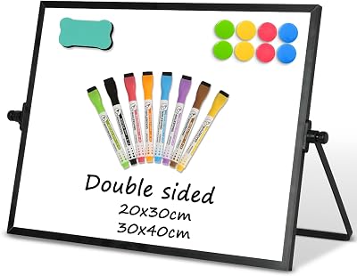 DOLLAR BOSS Magnetic Desktop Whiteboard 30x40cm Double Sided with Stand