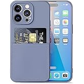 Ultra Slim Liquid Silicon Gel Case Compatible for iPhone 16 Pro 6.3 inch with Card Holder Sleeves Slot Ultra Slim Anti-Scratch Shockproof Wallet Cover for iPhone Lavender Grey
