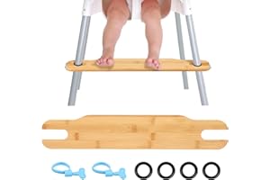 YLMFTNU High Chair Footrest, Adjustable Height Bamboo Highchair Foot Rest Replacement with Rubber Ring and Fixing Ring, Baby 
