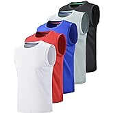 Liberty Imports Pack of 5 Men's Stretch Cool Dry Muscle Tank Tops Athletic Crewneck Sleeveless Workout Shirts