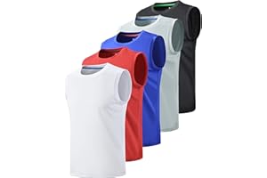 Liberty Imports Pack of 5 Men's Stretch Cool Dry Muscle Tank Tops Athletic Crewneck Sleeveless Workout Shirts