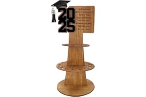 ABTOLS 2025 Graduation Gift Money Holder, Wooden 2025 Graduation Money Holder Double-Layer Cash Holders with 25 Hole DIY Unique Money Holder Cash Gift for Graduation Party Supplies(Black)