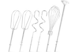 6pcs Hand Mixer Beaters Attachments, Stainless Steel Dough Hooks, Whisk & Blending Rod Replacement Electric Hand Mixer Access
