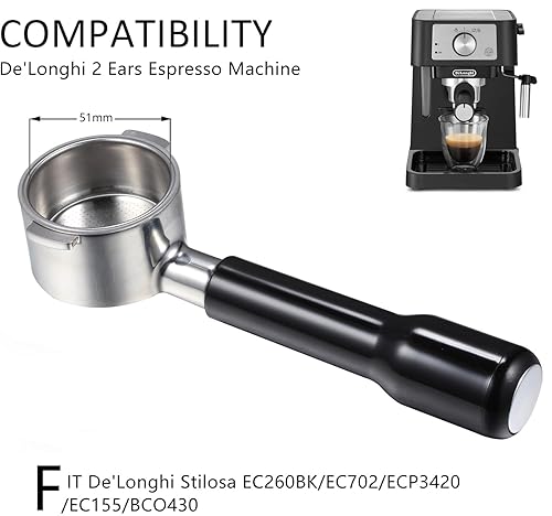51mm portafilter for Delonghi ECP3420/EC155/BCO430/EC260, 51mm