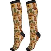 LUADSN Compression Sock Graduated Knee High Sock for Women Men | Circulation Support Socks,15-20 mmHg Circulation Support, Breathable Fabric, for Running Nursing Travel