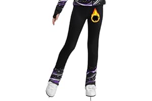 Huimingda Kids Girls Warm Figure Skating Pants Dance Practice Leggings Ice Skating Training Tights