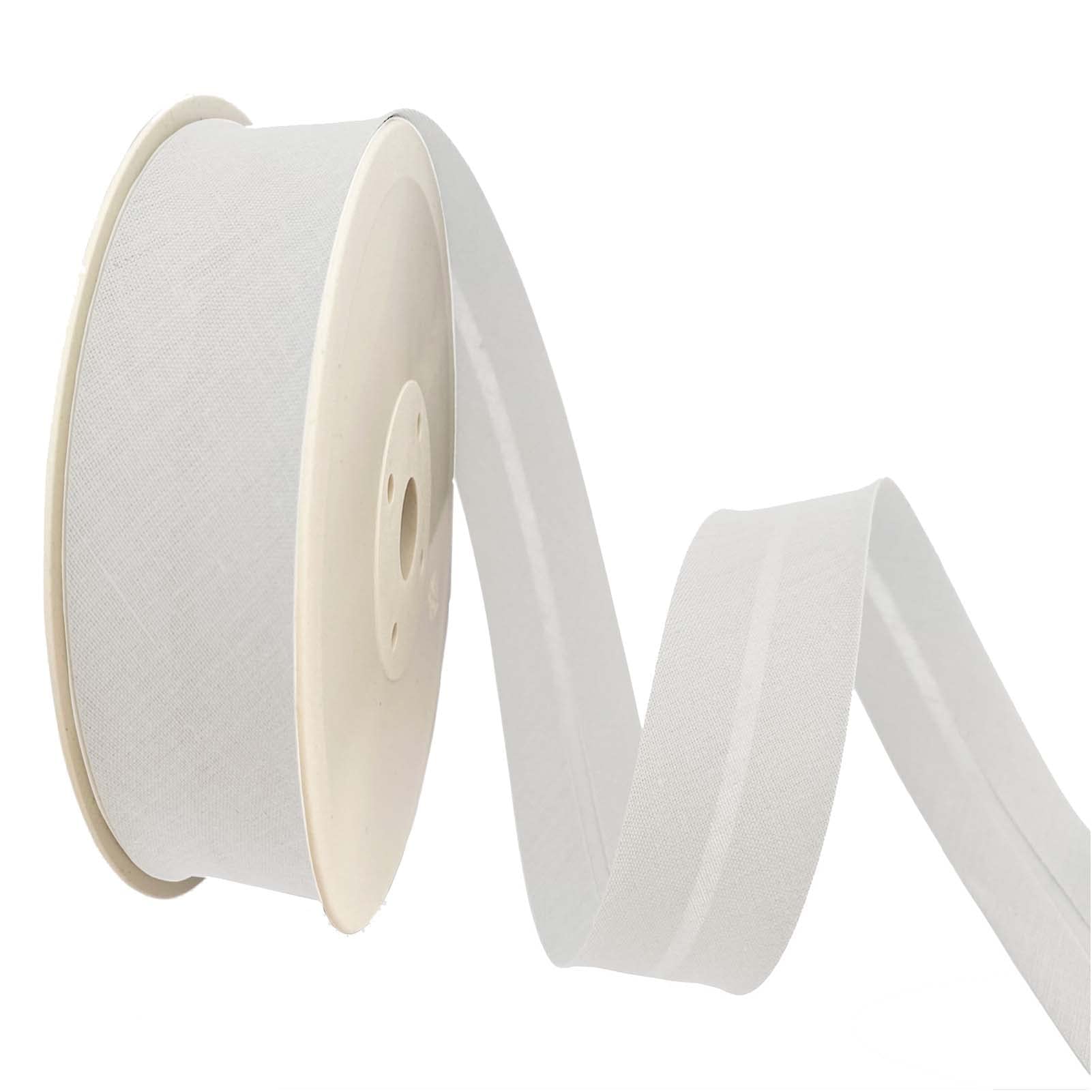 TEXTEX = 20mm Wide Bias Binding Tape. 50% Cotton and 50% Polyester. 10m Piece - (White) — image 1