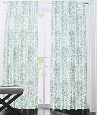Cynthia Rowley Blue Tiffany Damask Window Panels 52 By 96 Inch Set