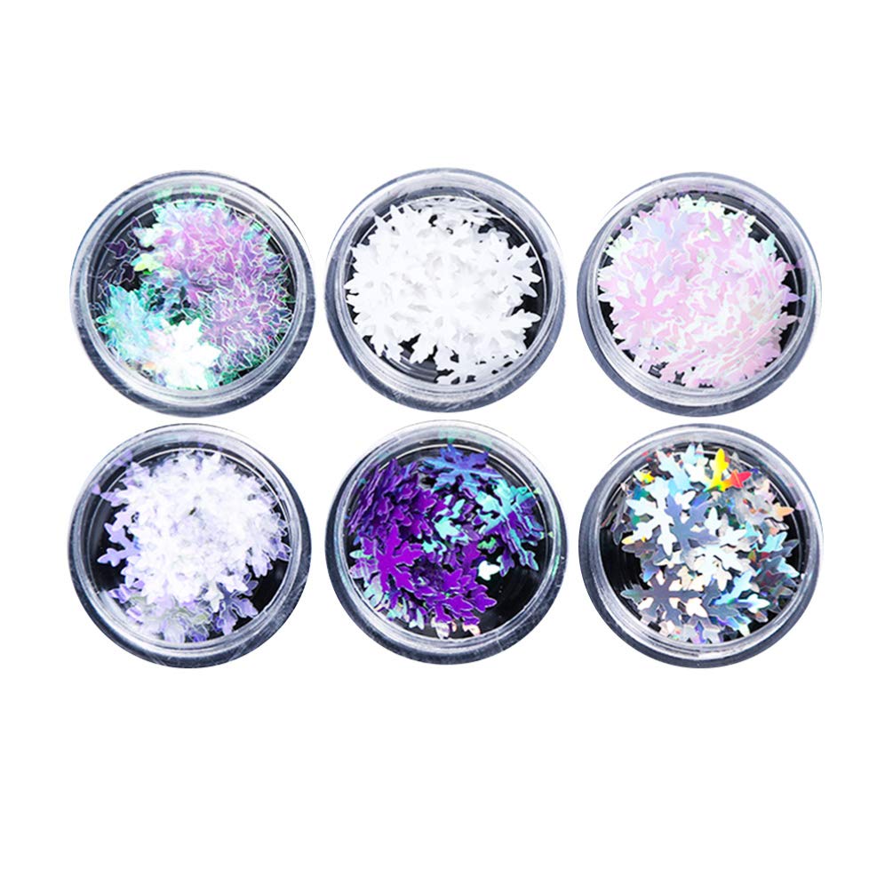 FRCOLOR 12 Pcs Nail Art Glitters Snowflake Manicure Sequins Nail Art Stickers Nail Decals Sparkles Tips for Christmas Face Body Eye Hair Decoration (Colorful)