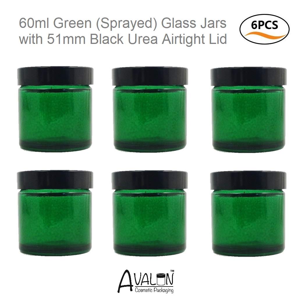 PACK of 660ml GREEN Glass Jars with BLACK Lids for Aromatherapy Blends
