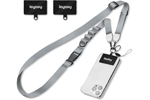 Icycay Phone Lanyard Crossbody, Silver Gray Cell Phone Lanyard for Around The Neck Adjustable Phone Strap, Anti Theft Cute Lanyard for iPhone Case ID Holder Keys Phone Accessories Travel Essential