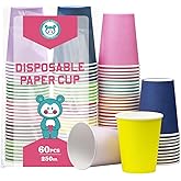 Yuxitia Disposable Paper Cups, 60pcs Color Paper Cups For DIY Wedding Christmas Party Picnic BBQ Travel and Event 8OZ (12 Multicolor)