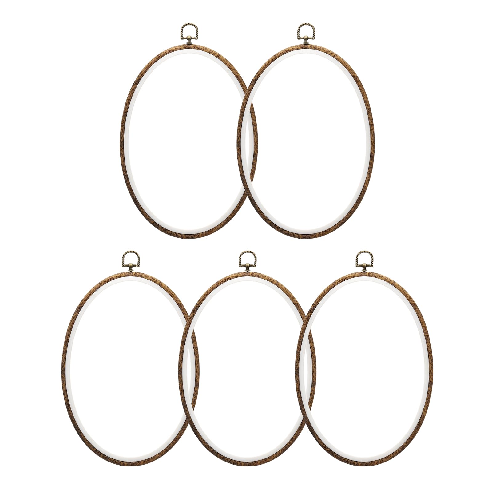 PATIKIL 11x8.7inch Embroidery Hoops, 5Pieces Imitated Wood Oval Frame Cross Stitch Hoop Ring for Embroidery Art Craft Sewing Ornaments Hanging Decoration