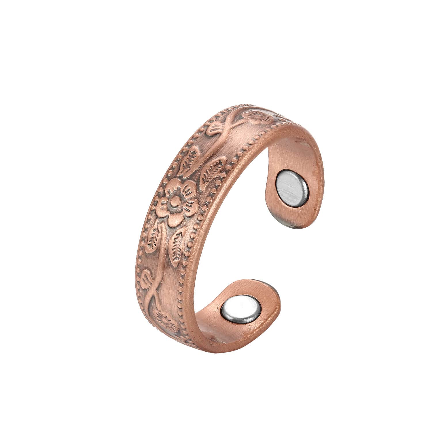BioMag Magnetic Copper Rings for Women Men with 3500 Gauss Magnets 99.9% Solid Pure Copper,Adjustable Fingers Ring with Jewelry Box (Plum copper)